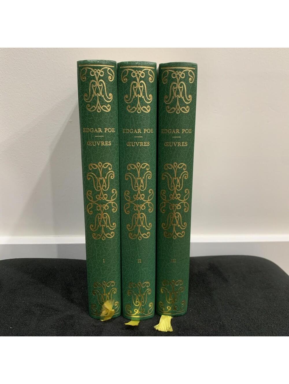 Edgar Allan Poe Oeuvres French 3 Volume Set Baudelaire Translations Gold Leather